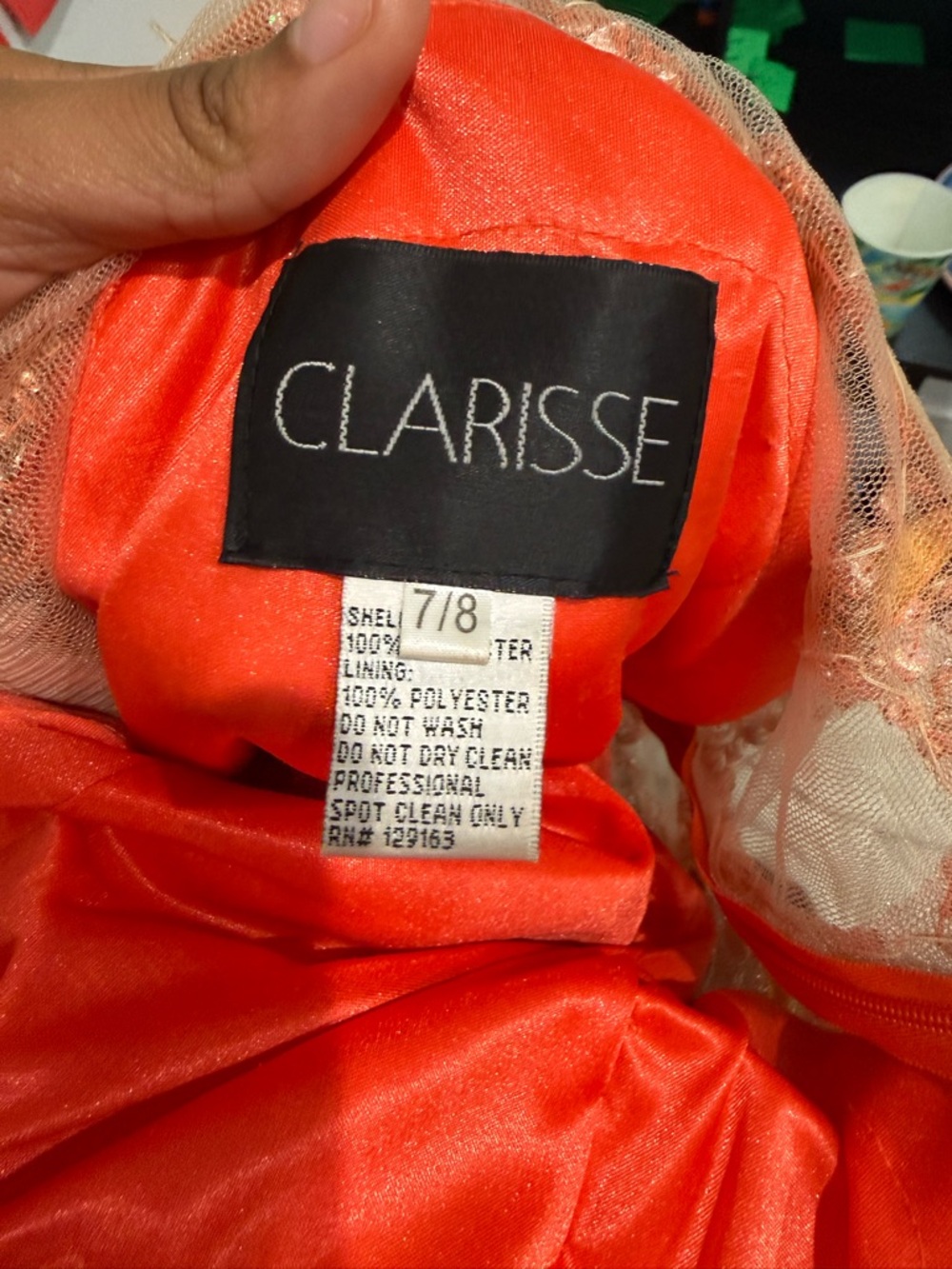 Clarisse Vibrant Orange Satin Cocktail Dress with Nude Tulle Accents